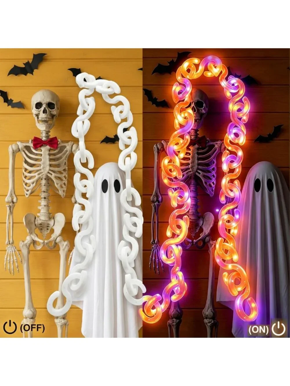 2 Pack 16.4 ft Orange Halloween Chain Lights - Festive Outdoor Decor